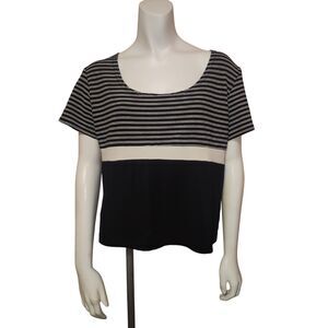 FASHION BUG Black And White Striped Top Womens Size Large